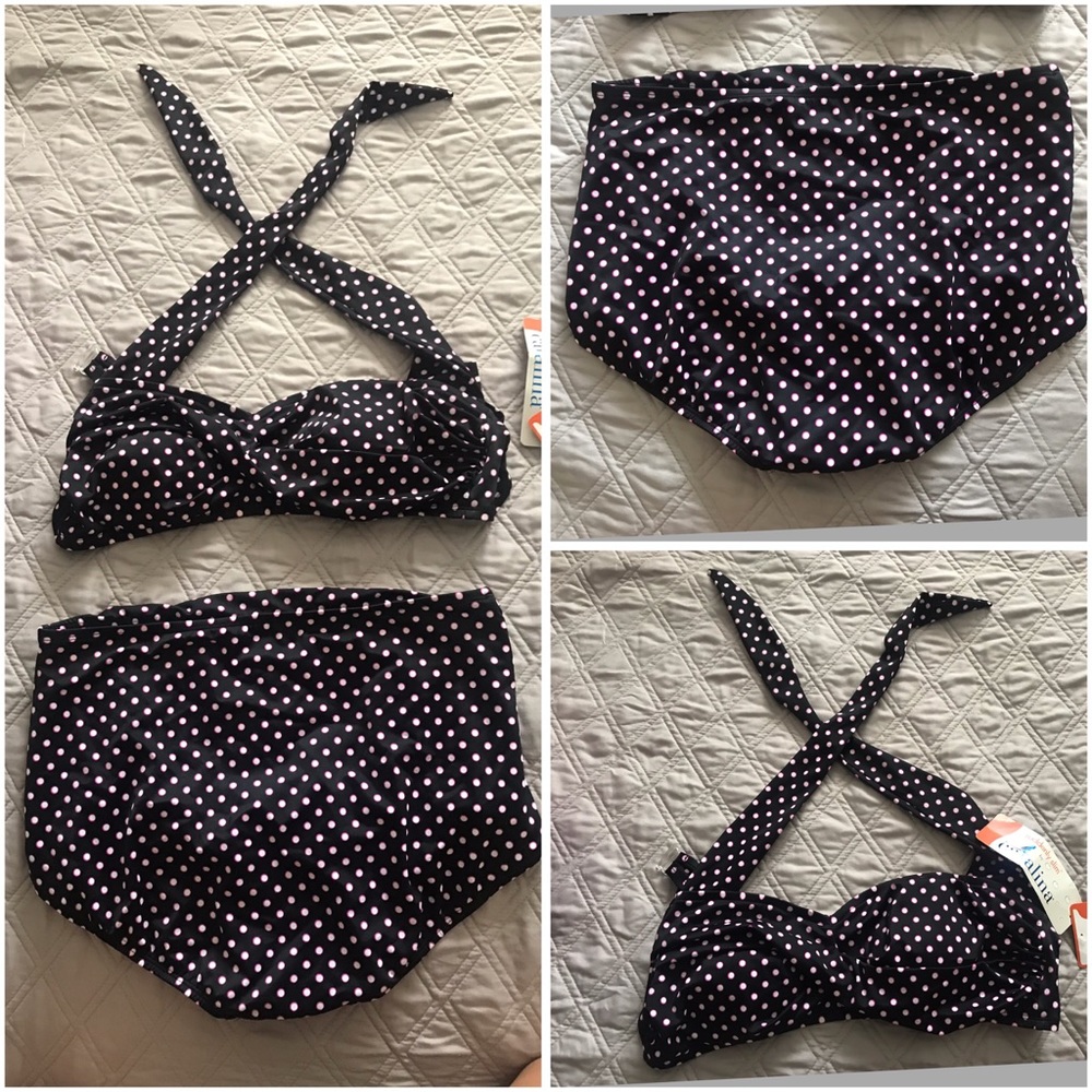 Two Piece Slimming Bikini Retro style Curvy Polka